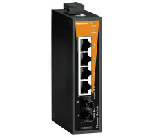 Weidmuller 1240880000 IE-SW-BL05-4TX-1ST Исполнение: Сетевой выключатель, unmanaged, Fast Ethernet, Количество портов: 4x RJ45, 1 * ST, многомодовый, IP30, -10 °C...60 °C