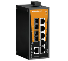 Weidmuller 1240910000 IE-SW-BL08-6TX-2SC Исполнение: Сетевой выключатель, unmanaged, Fast Ethernet, Количество портов: 6 x RJ45, 2 * SC, многомодовый, IP30, -10 °C...60 °C