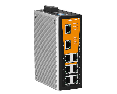 Weidmuller 1240940000 IE-SW-VL08MT-8TX Исполнение: Сетевой выключатель, managed, Fast Ethernet, Количество портов: 8 x RJ45, IP30, -40 °C...75 °C