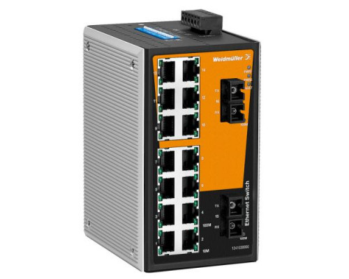 Weidmuller 1241030000 IE-SW-VL16-14TX-2SC Исполнение: Сетевой выключатель, unmanaged, Fast Ethernet, Количество портов: 14 x RJ45, 2 * SC, многомодовый, IP30, 0 °C...60 °C
