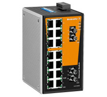 Weidmuller 1241050000 IE-SW-VL16-14TX-2ST Исполнение: Сетевой выключатель, unmanaged, Fast Ethernet, Количество портов: 14 x RJ45, 2 * ST, многомодовый, IP30, 0 °C...60 °C
