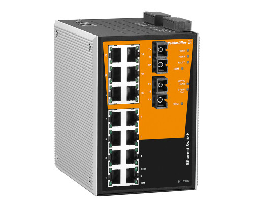 Weidmuller 1241120000 IE-SW-PL16M-14TX-2SC Исполнение: Сетевой выключатель, managed, Fast Ethernet, Количество портов: 14 x RJ45, 2 * SC, многомодовый, IP30, 0 °C...60 °C