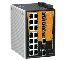 Weidmuller 1241340000 IE-SW-PL18M-2GC14TX2ST Исполнение: Сетевой выключатель, managed, Gigabit Ethernet, Количество портов: 14 * RJ45 10/100BaseT(X), 2 * ST, многомодовый, 2* комбинирован