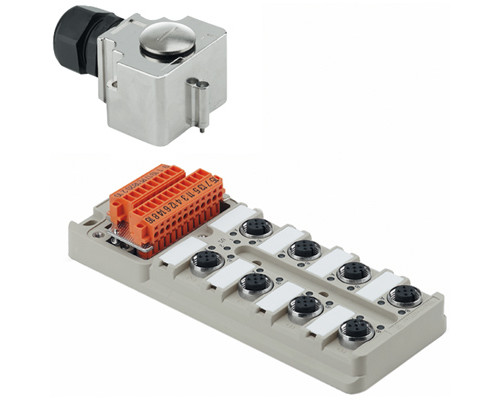 Weidmuller 1701253000 SAI-8-MHD-5P M12 Исполнение: SAI, пассивный, Концентратор сигналов, пассивный распределитель, M12, Версия с крышкой и разъемом M25, Да