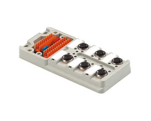Weidmuller 1705931000 SAI-6-M 4P M12 UT Исполнение: SAI, пассивный, Концентратор сигналов, пассивный распределитель, M12, Вариант с крышкой, Да