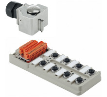 Weidmuller 1740193000 SAI-8-MHD 5P M12 OL Исполнение: SAI, пассивный, Концентратор сигналов, пассивный распределитель, M12, Версия с крышкой и разъемом M25, Нет