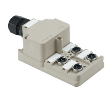 Weidmuller 1760040000 SAI-4-M 3P IDC Исполнение: SAI, пассивный, Концентратор сигналов, пассивный распределитель, IDC, M12, Вариант с крышкой, Да