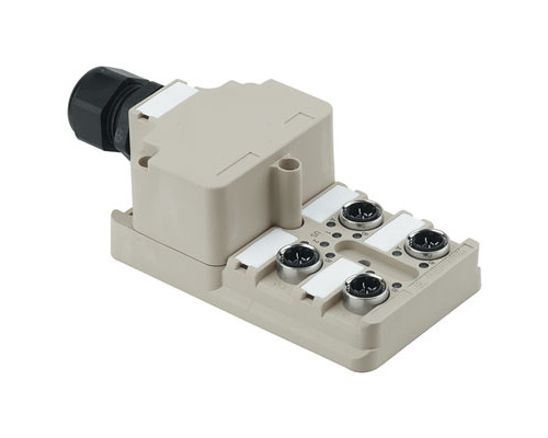 Weidmuller 1760040000 SAI-4-M 3P IDC Исполнение: SAI, пассивный, Концентратор сигналов, пассивный распределитель, IDC, M12, Вариант с крышкой, Да