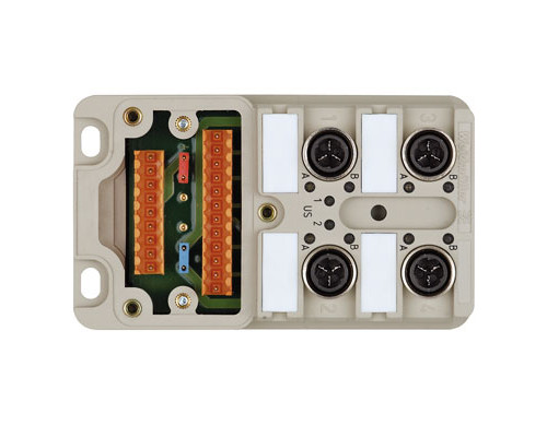 Weidmuller 1760041000 SAI-4-M 3P IDC UT Исполнение: SAI, пассивный, Концентратор сигналов, пассивный распределитель, IDC, M12, Вариант с крышкой, Да