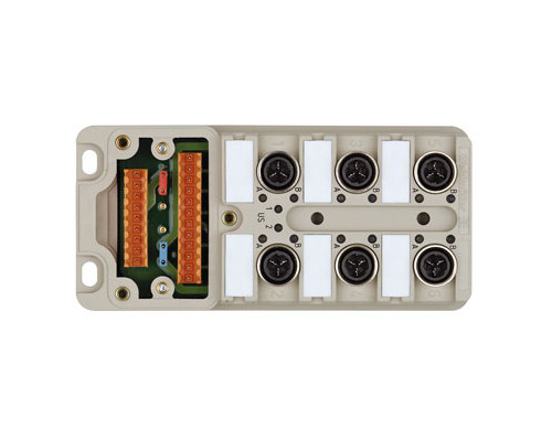 Weidmuller 1760051000 SAI-6-M 3P IDC UT Исполнение: SAI, пассивный, Концентратор сигналов, пассивный распределитель, IDC, M12, Вариант с крышкой, Да