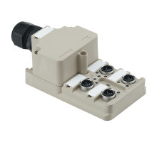 Weidmuller 1766780000 SAI-4-M 4P IDC Исполнение: SAI, пассивный, Концентратор сигналов, пассивный распределитель, IDC, M12, Вариант с крышкой, Да