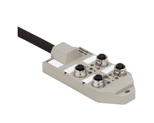 Weidmuller 1848050000 SAI-4-F 4P FC 10M Исполнение: Концентратор сигналов, пассивный распределитель, Push-Pull, M12, Вариант с кабелем, 10 m, Да